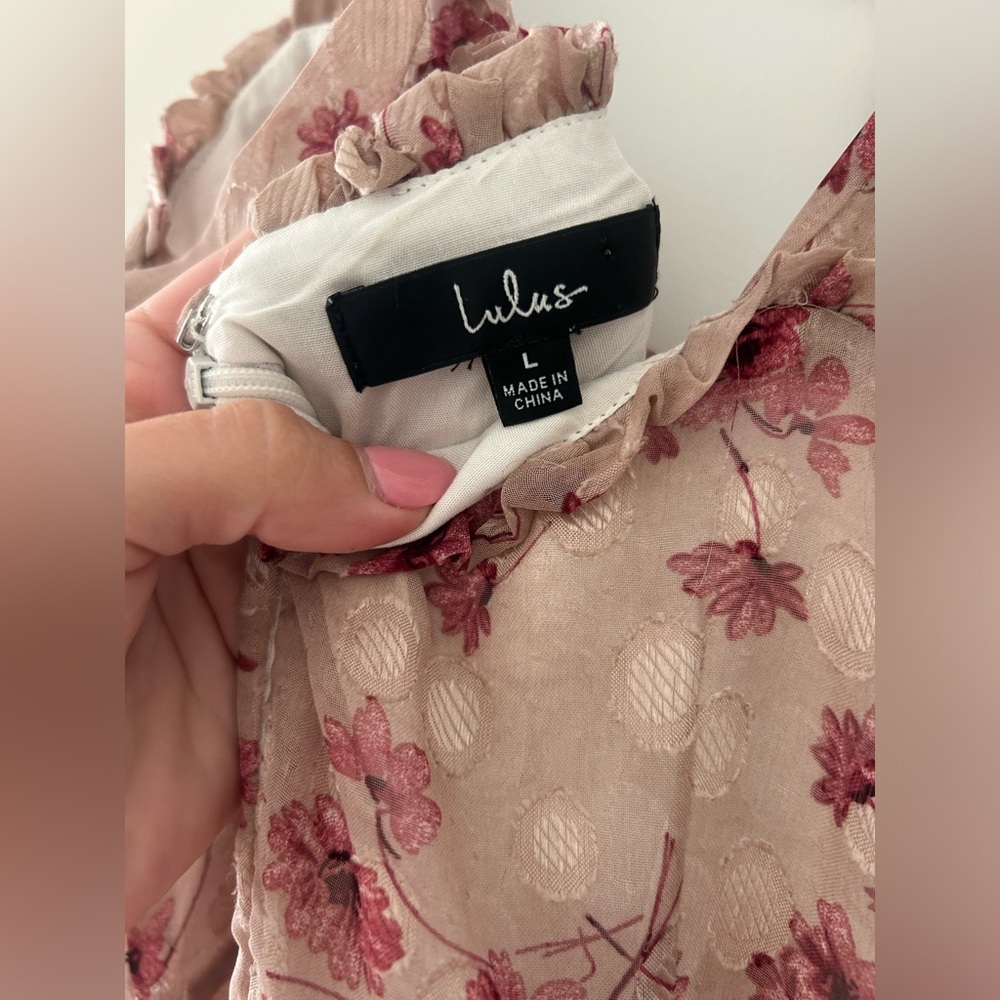 Lulus Pink Flower Ruffle Dress - Picture 3 of 6